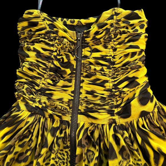 Betsey Johnson Cupcake Dress, Lime Green Leopard, Unique, Size 10 (Large) - Picture 5 of 14